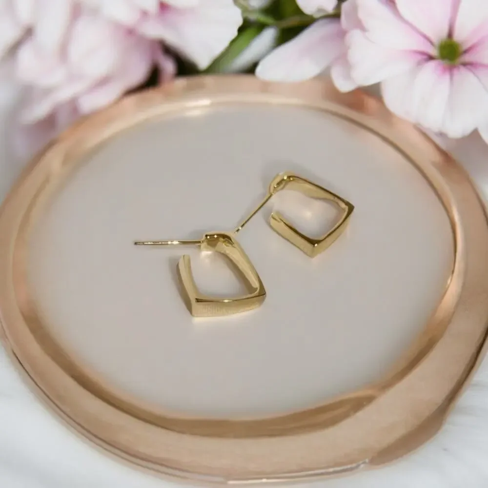 NEW 18K yellow gold plated square hoop earrings jewelry B19A